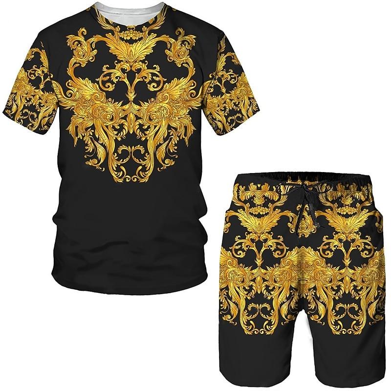 

Men s Graphic Matching Sets Short Sleeve Short Pants Casual Comfortable Outdoor Vacation Daily Spring Summer Sets 3XL