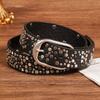 [Lamerry] Studded Belt, Punk Street Style, Stylish Buckle, American Casual, Biker, Thick, Military, Men's & Women's, Black, 112cm
