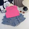 Girls' Summer Set Korean Sleeveless Vest Solid Color Sweet and Trendy Pleated Skirt Pants Stylish and Trendy