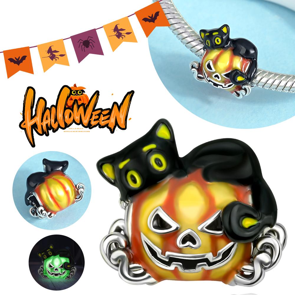 Copper Skull Black Demon Pumpkin Head Ghost Halloween Pendant Jewelry Beads Original Bracelet Boutique Charms Gift