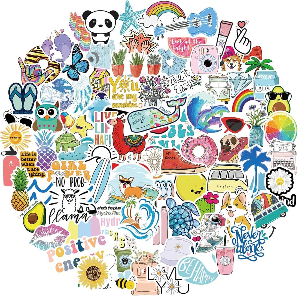 100Pcs Small Fresh Stickers Ins Wind Vsco Luggage Water Cup Refrigerator Scooter Waterproof Decorative Stickers