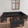 Day and Night - Day and Night 11-piece Garden Furniture Set with Black Pine Wood Cushions