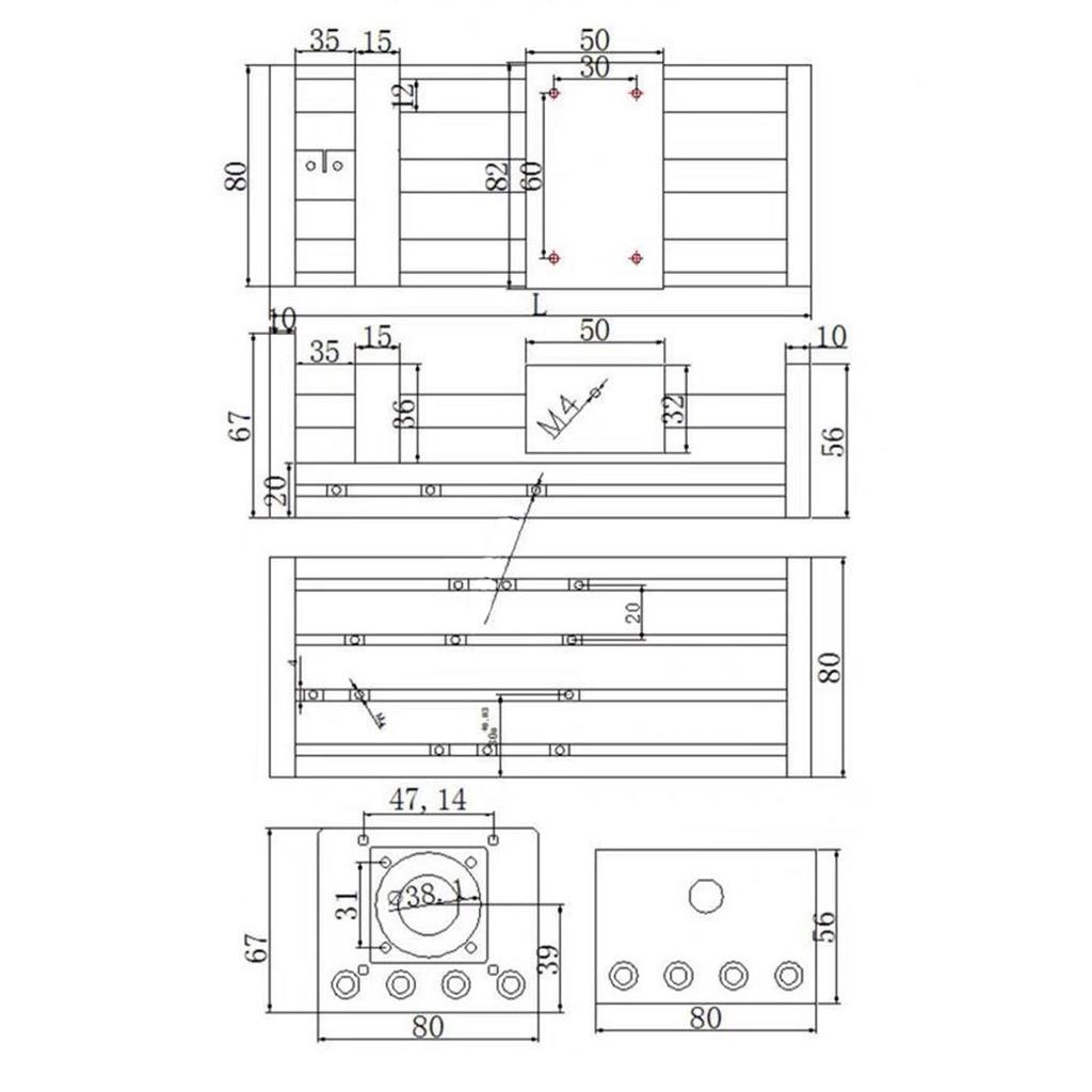 Lineare Bühne Aktuator 200mm Hub Aluminiumlegierung Manuell Kugelgewindetrieb Lineare Schienenführung Gleitbühne mit Handrad