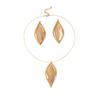 Metal Smooth Geometric Leaf Stud Earrings Necklace Set, Light Luxury Exaggerated Personalized Earrings, Niche Design Items
