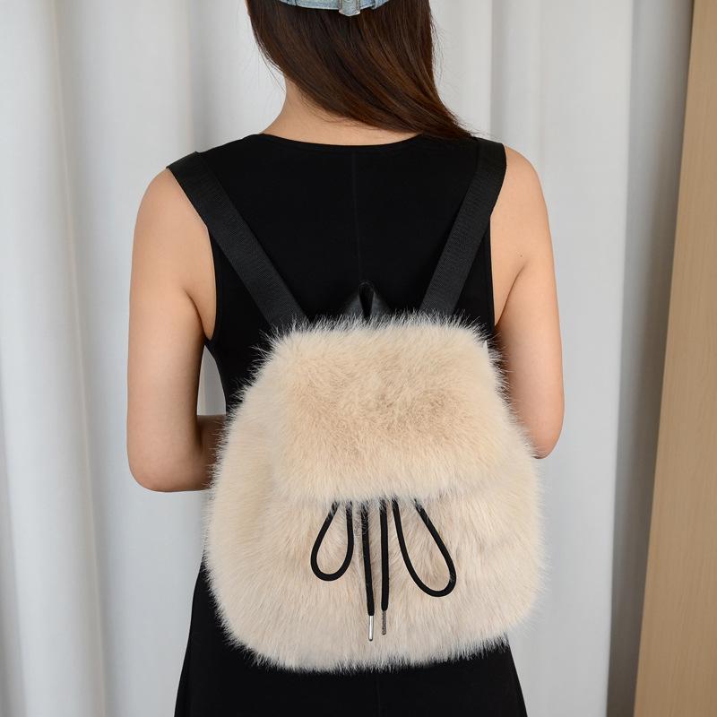 Small Backpack for Women 2026 Autumn and Winter Plush Backpack Women's Premium Imitation Fox Hair Backpack