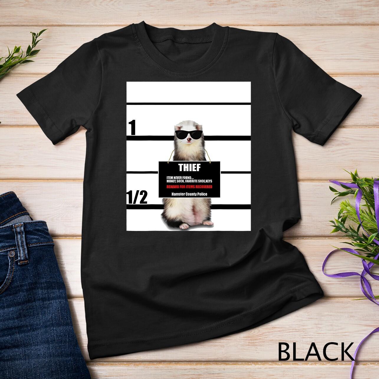 Pet Ferret Tee Funny Ferret, Thief, Mugshot, Gift T-Shirt Mens Womens Tees Top Unisex T-Shirt Mens Womens Tees Top M