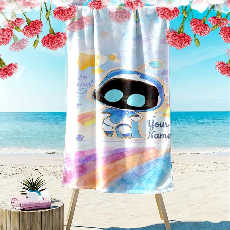 ASTRO BOT Custom Name Print Beach Towel, Large Soft Quick Dry Towel for Beach Camping Swimming