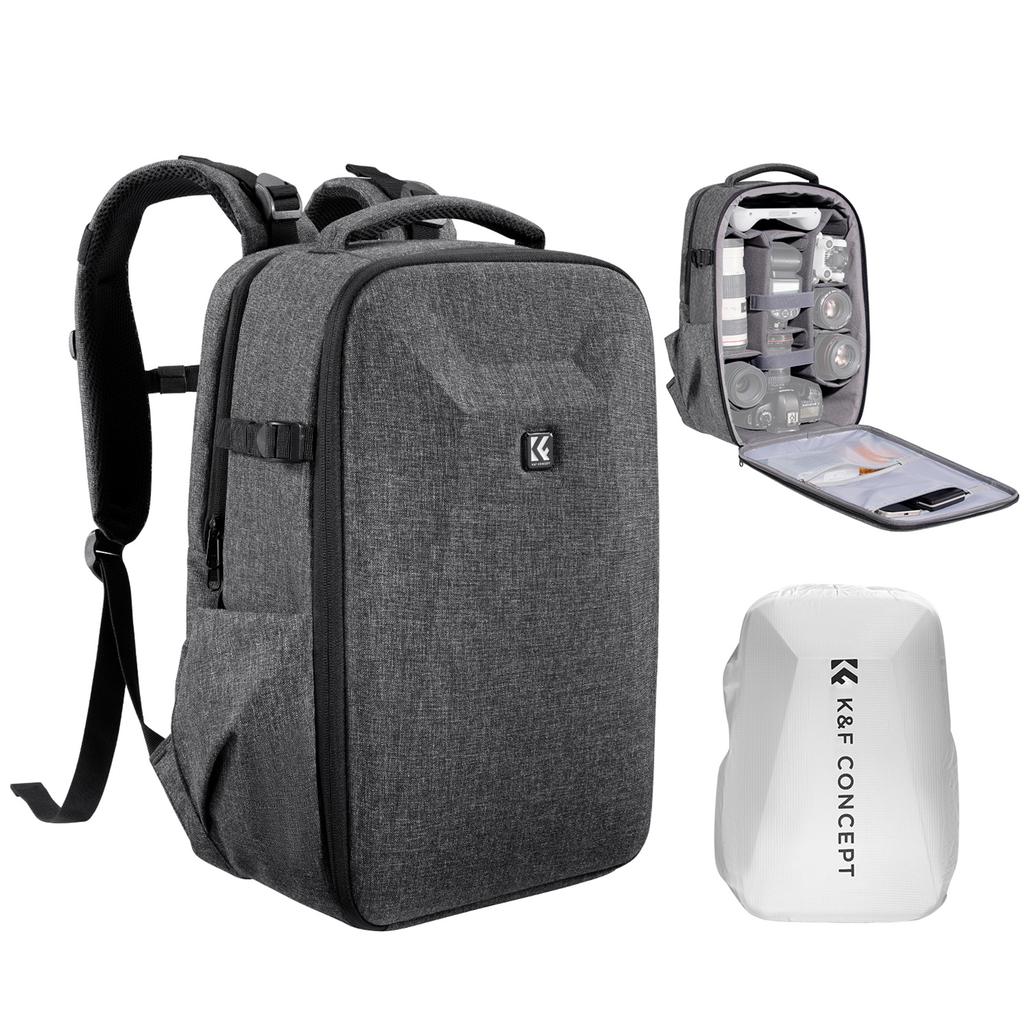K&F CONCEPT Multifunktionell Kameraryggsäck Hardshell DSLR Kameraväska 22L Stor Kapacitet Kamera