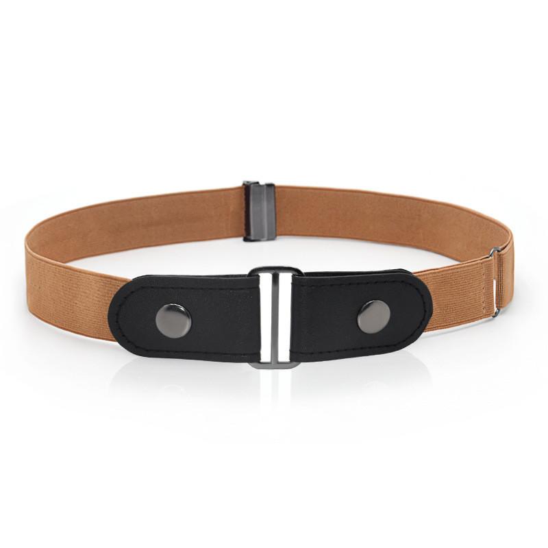 Leather Elastic Belt For Men And Women With Metal Buckle And Adjustable Fit