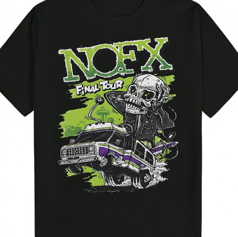 

Summer NOFX Final Tour Men s Patterned T-shirt - Round-neck T-shirt, Retro Punk Rock Band Design, Short-sleeved Cotton Shirt 4XL