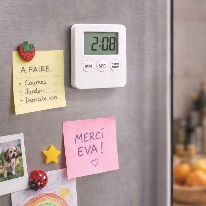 Temporizador Electrónico de Cocina Magnético – Pila Incluida, Fijación Refrigerador o Campana Extractora – Color Aleatorio