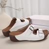2025 New Slope Heel Slippers Thick Sole Hollow Solid Color Women's Slippers Casual and Lightweight Large Ladies Slippers
