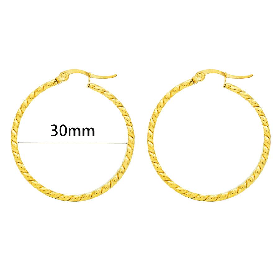 Titanium Steel K Furnace Real Gold Electroplating Thick Round Twist Circle Earrings Light Luxury Personality Temperament Versatile Ear Buckle Earrings