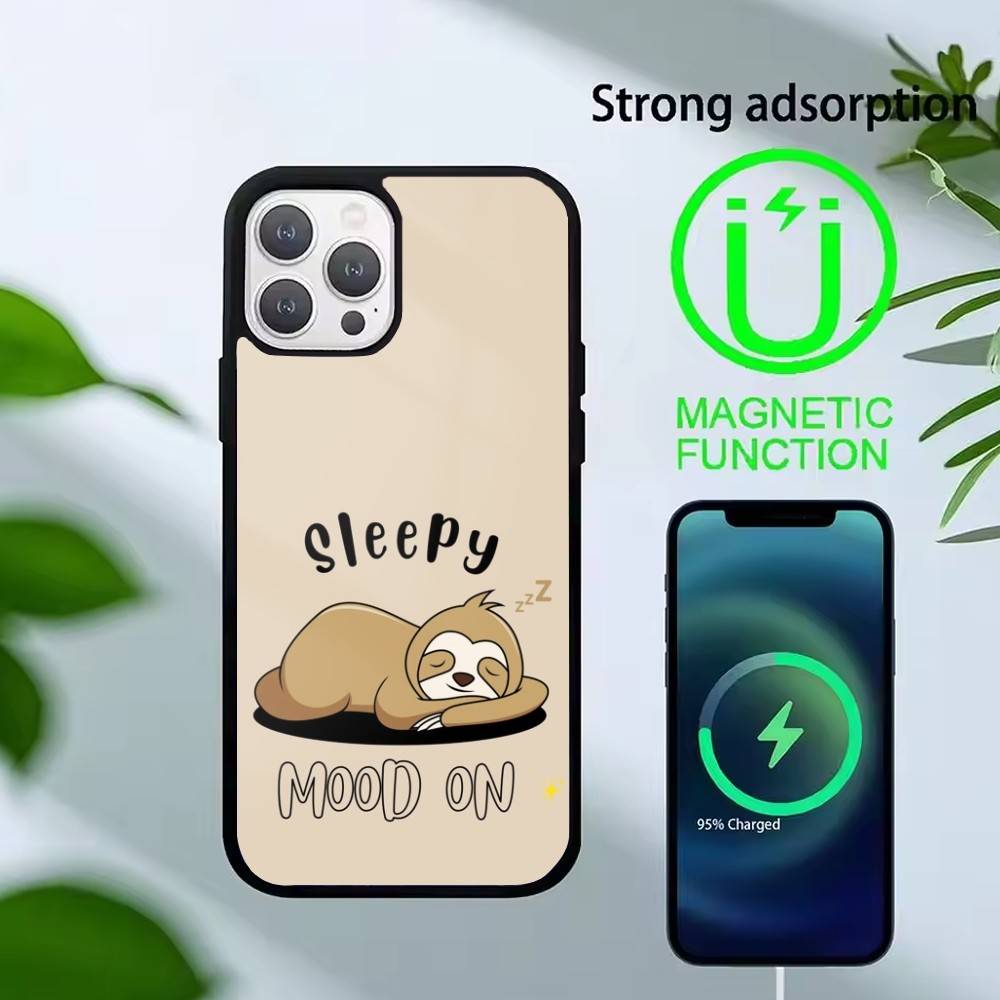 Animal Cute Cartoon Sloth Phone Case For iPhone 14,16,15,13,17,12,Plus,Pro,Max Magnetic For Magsafe Frosted Cover iPhone11