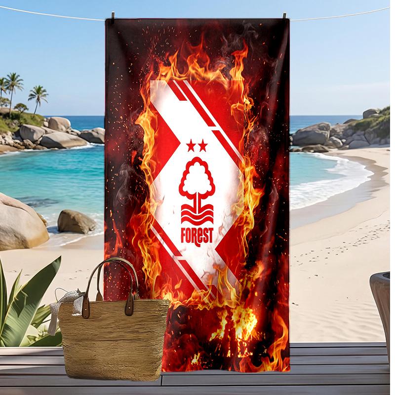 Prosop de Plajă cu Imprimeu Fotbal Nottingham Forest, Prosop Mare Moale cu Uscare Rapidă pentru Plajă Camping Piscina