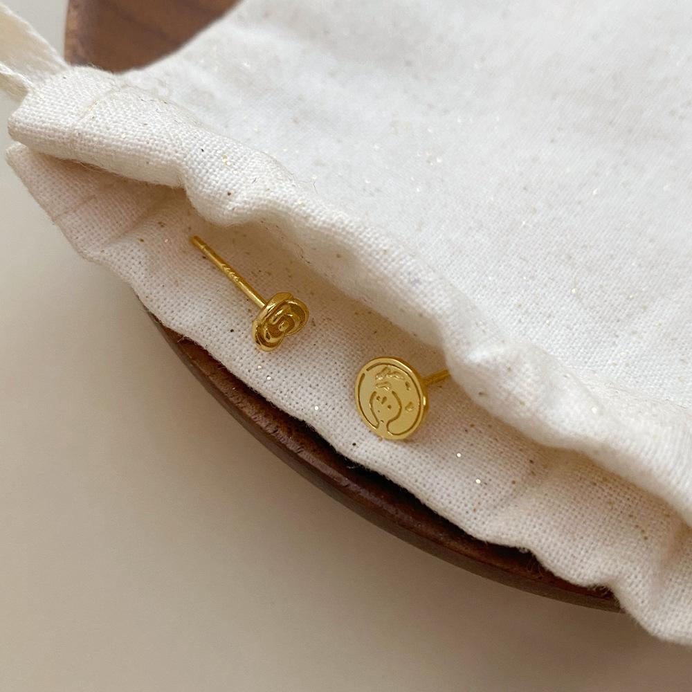 Sterling Silver Little Prince Rose Flower Stud Earrings - Niche Design, Versatile Style for Women 999 Sterling Silver
