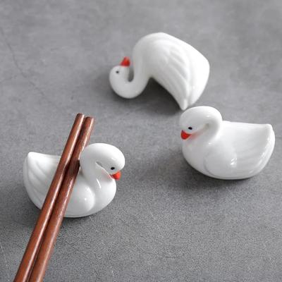 5pcs Cute Ceramic Swan Duck Chopsticks Rest Rack Stand Holder for Chopsticks Forks Spoons Holder Rack Kitchen Tableware Tools