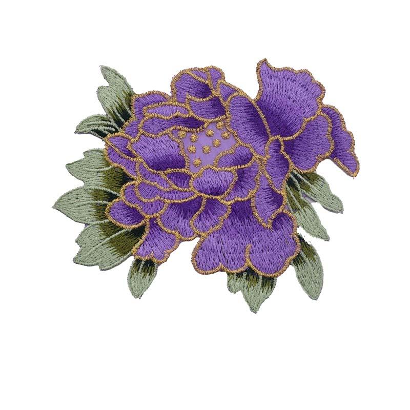 Fashion Show Costume Decorative Peony Patch Flower Motif Embroidery Diy Bag Hat Textile Iron-on Badge Sticker Accessories Patch