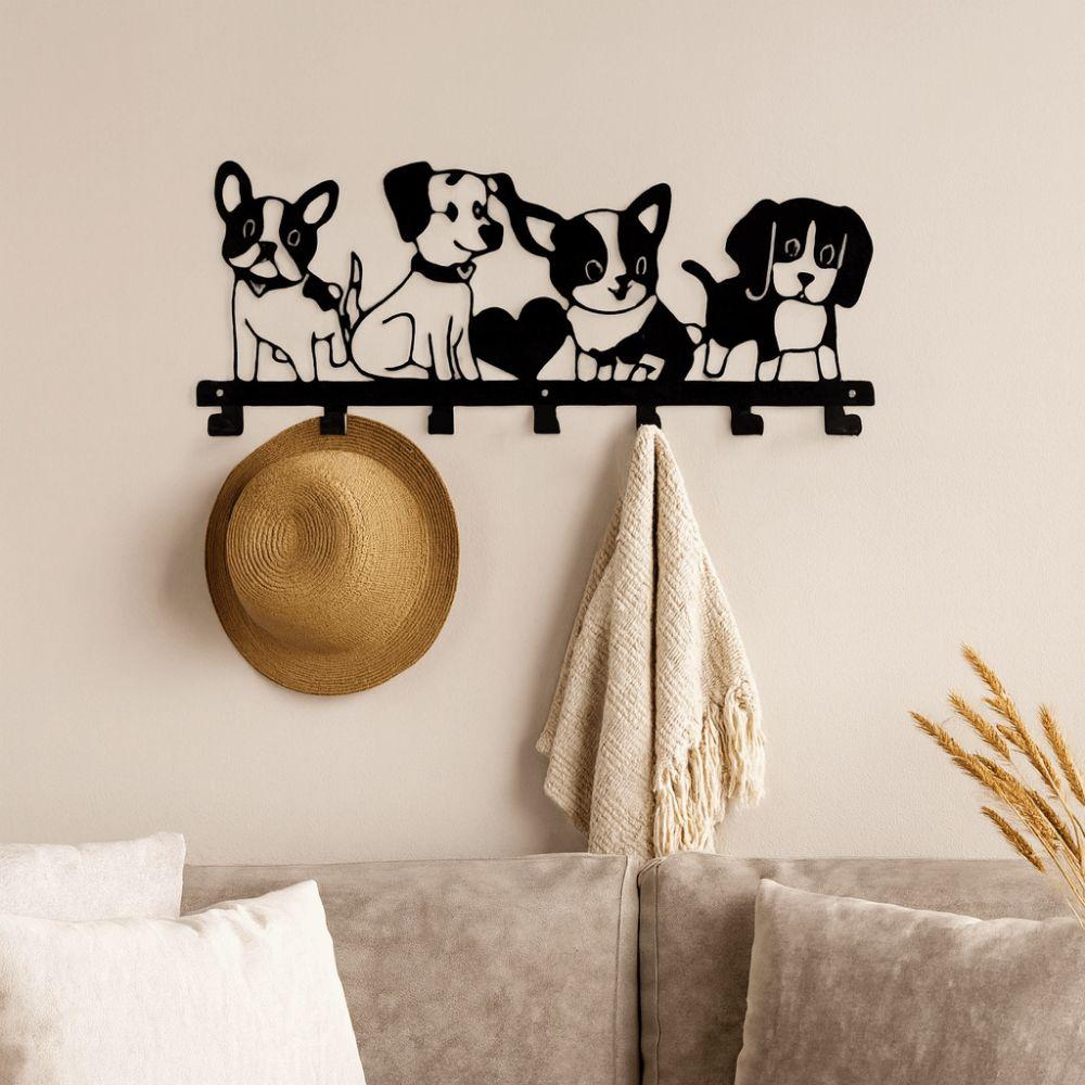 Iron Cartoon Dog Coat Hook Nordic Key Holder Durable Clothes Storage Rack Entryway