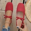 Scarpe Piatte Mary Jane da Donna a Punta Quadrata con Cinturino a Doppia Fibbia Mocassini Casual Slip-On Calzature Comode con Suola Morbida