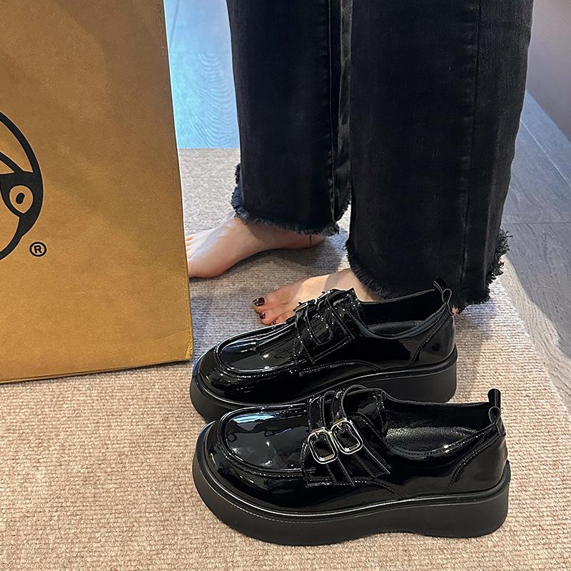 

Platform women s shoes new spring single shoes black British Mary Jane small leather shoes women 40 чёрный