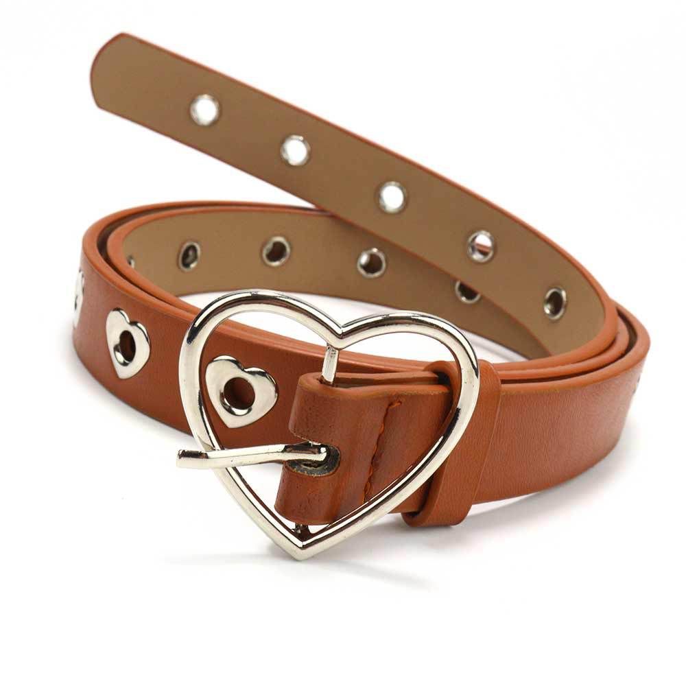 Belt Female Punk Heart-Shaped Air Eye Hollow Decorative Hundred Towers Ladies Belt Belt