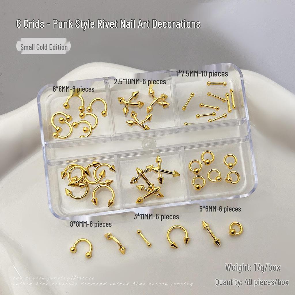 Punk-Style Metal Nail Ornaments: European & American Hot Girl Rivet Rings for DIY Wearable Nail Art