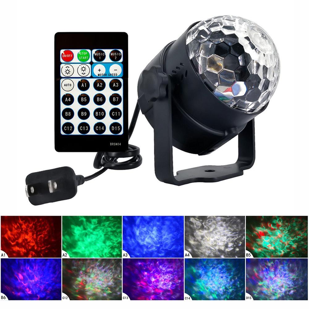 6W 15-Color Water Wave Projector Light Projecting Lamp with Remote Controller for Parties Accasions - EU Plug