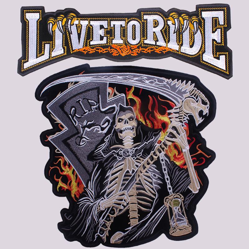 

Патч Мотоциклетний Байкерський Череп Великий Термоперенос Вінілові Патчі Наклейка для Одягу Куртки DIY Аплікації Прання Патчі