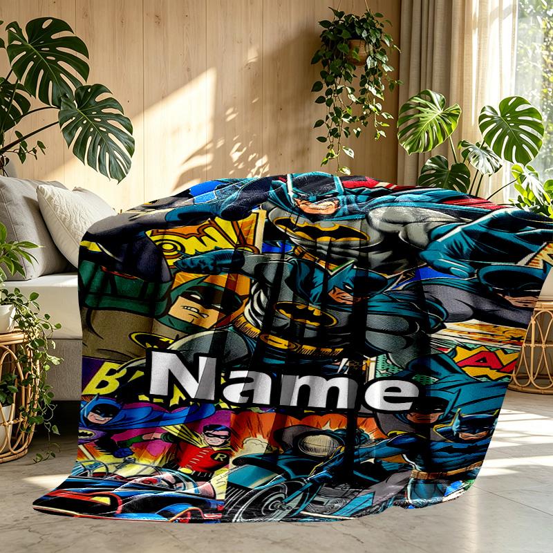 Custom Name Personalized Batman Print Blanket, Home Decor, Bedroom, Sofa, Camping, Couch, Gifts for Birthday Christmas