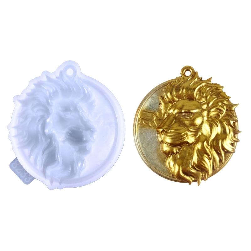 DIY Semi-stereoscopic Lionhead Keychain Silicone Epoxy Mold DIY Ornaments Pendant Crafting Mould for Valentines Gift