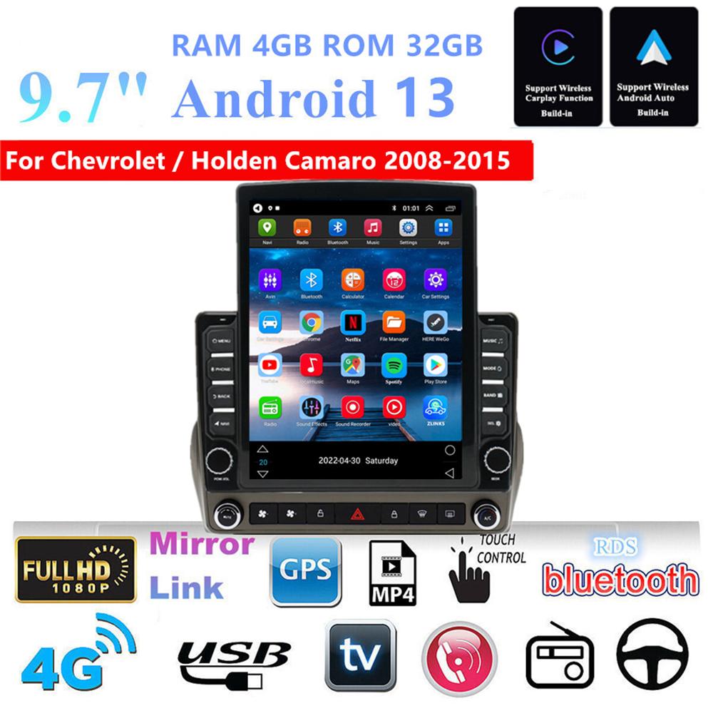 9.7'' Vertical Stereo Radio 4+32GB GPS Head Unit For Chevrolet Camaro 2008-2015