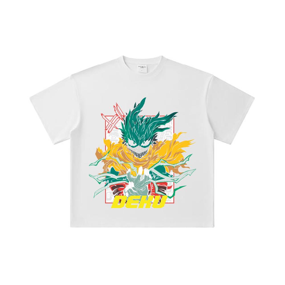 260 GSM Double Yarn 32 Count 100% Cotton My Hero Academia V23 Deku Print Unisex Heavy Cotton T Shirt