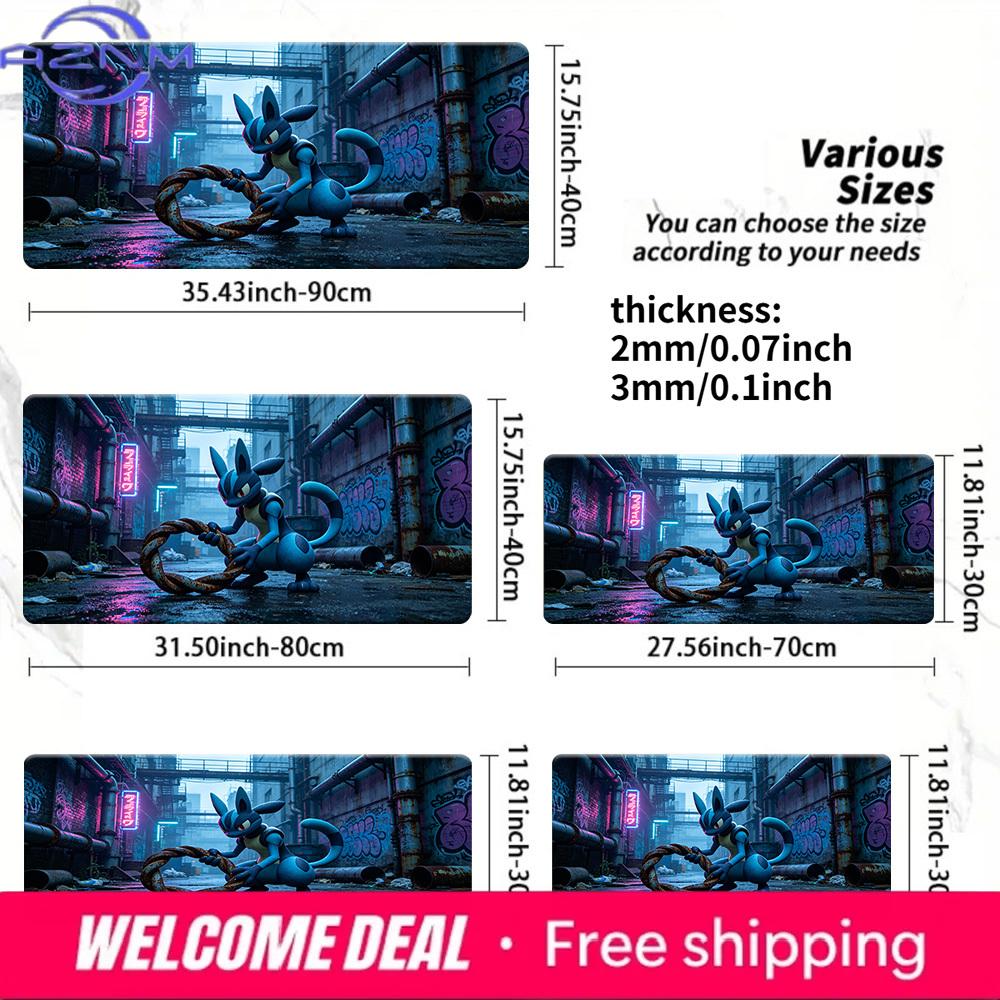 Lucario Neon Graffiti Gaming Mouse Pad with NonSlip Rubber Base 30x80x0.2cm