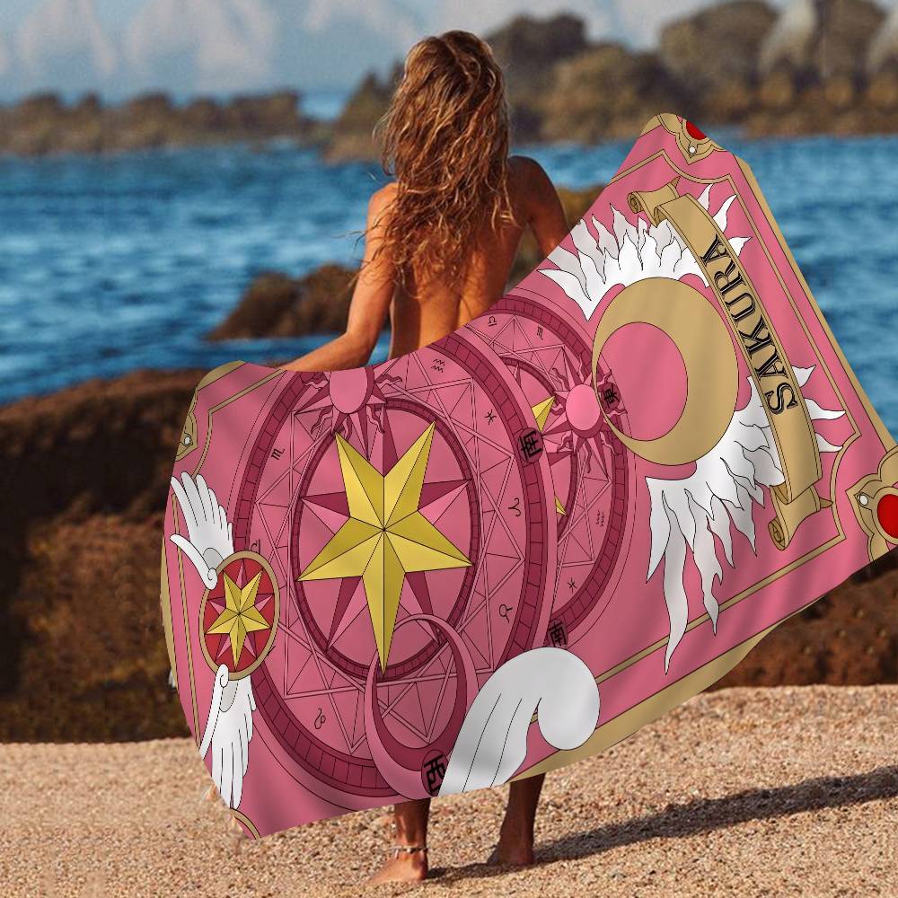 

Cardcaptor Anime Sakura Microfiber Blanket Quick Drying Beach Towels Oversized Printing Super Absorbent Pool Towel Blanket W30*H60(CM)