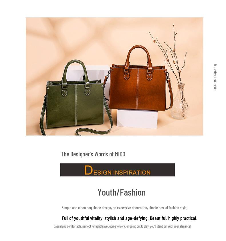 Borsa a tracolla da donna in vera pelle di grande capacità - Borsa versatile per il tempo libero e il lavoro
