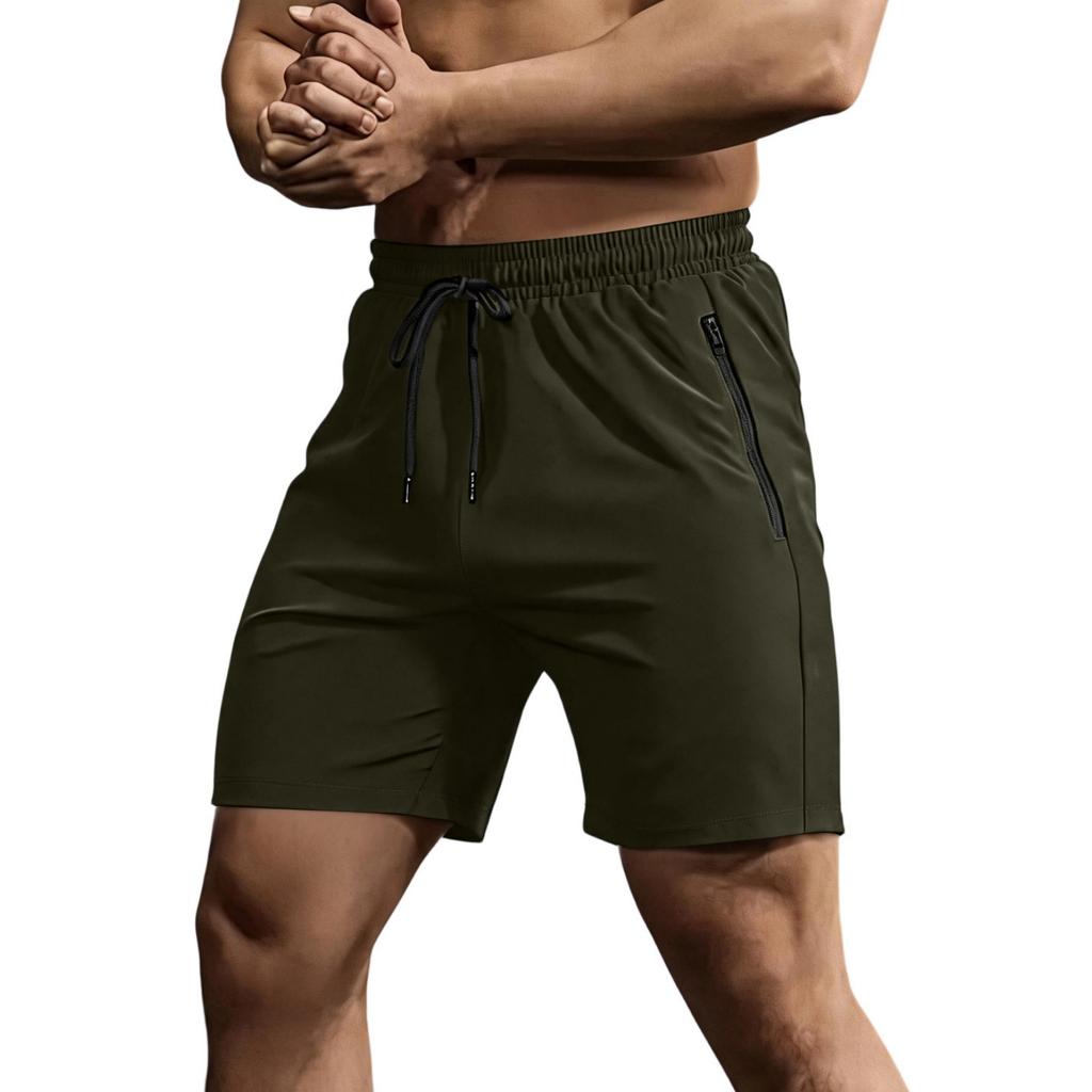 Men's Lightweight Quick Dry Athletic Shorts with Zippered Pockets Elastic Waistband Breathable Fabric for Gym Running Outdoor Sports