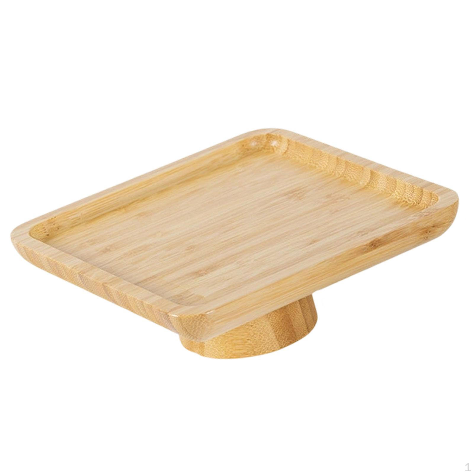 

Подставка для торта из бамбука, поднос для хранения продуктов, многофункциональная тарелка для овощей с высоким основанием для подачи закусок Yellow 20x20x6cm