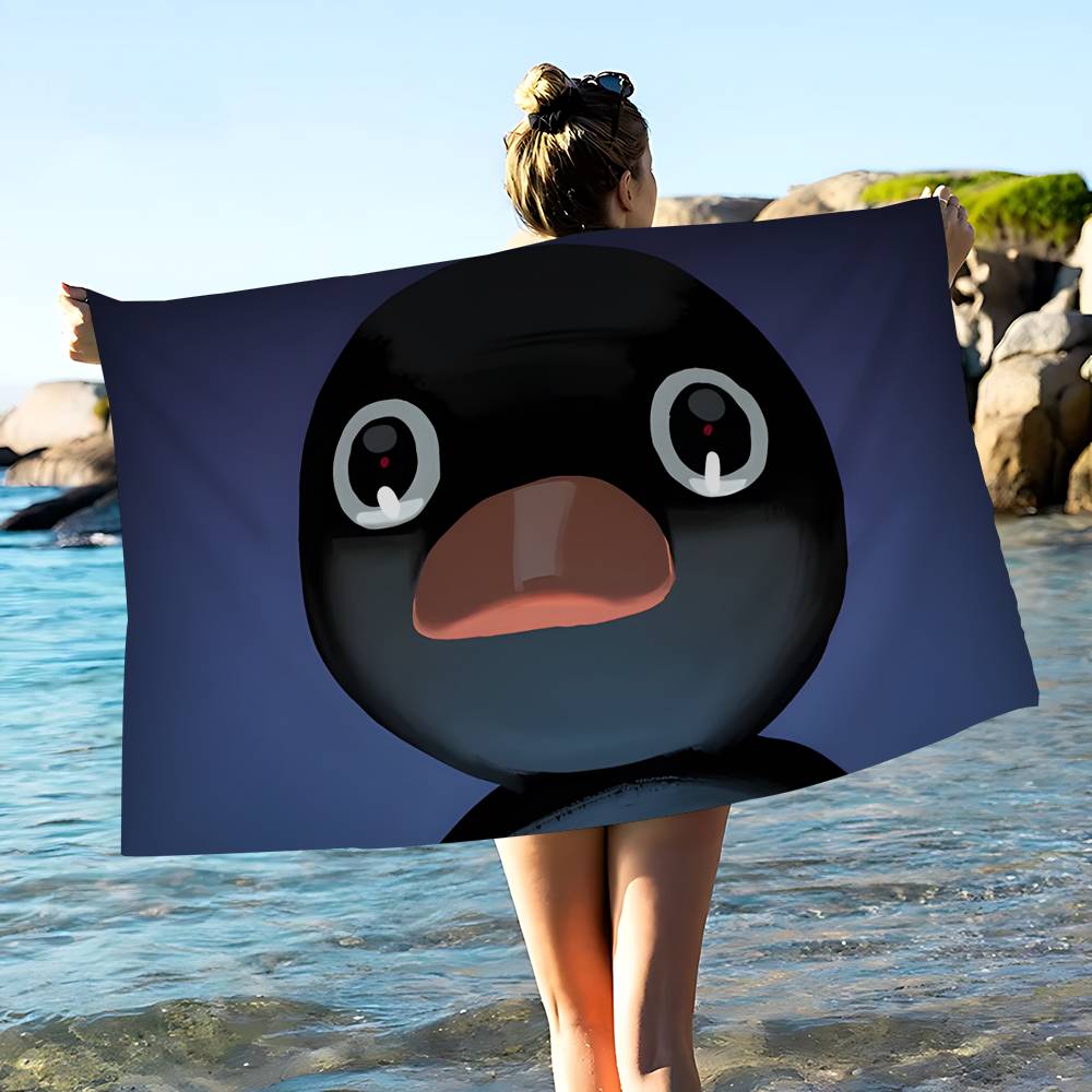 Cartoon Cute P-PinguS Anime Microfiber Blanket Quick Drying Beach Towels Oversized Printing Super Absorbent Pool Towel Blanket