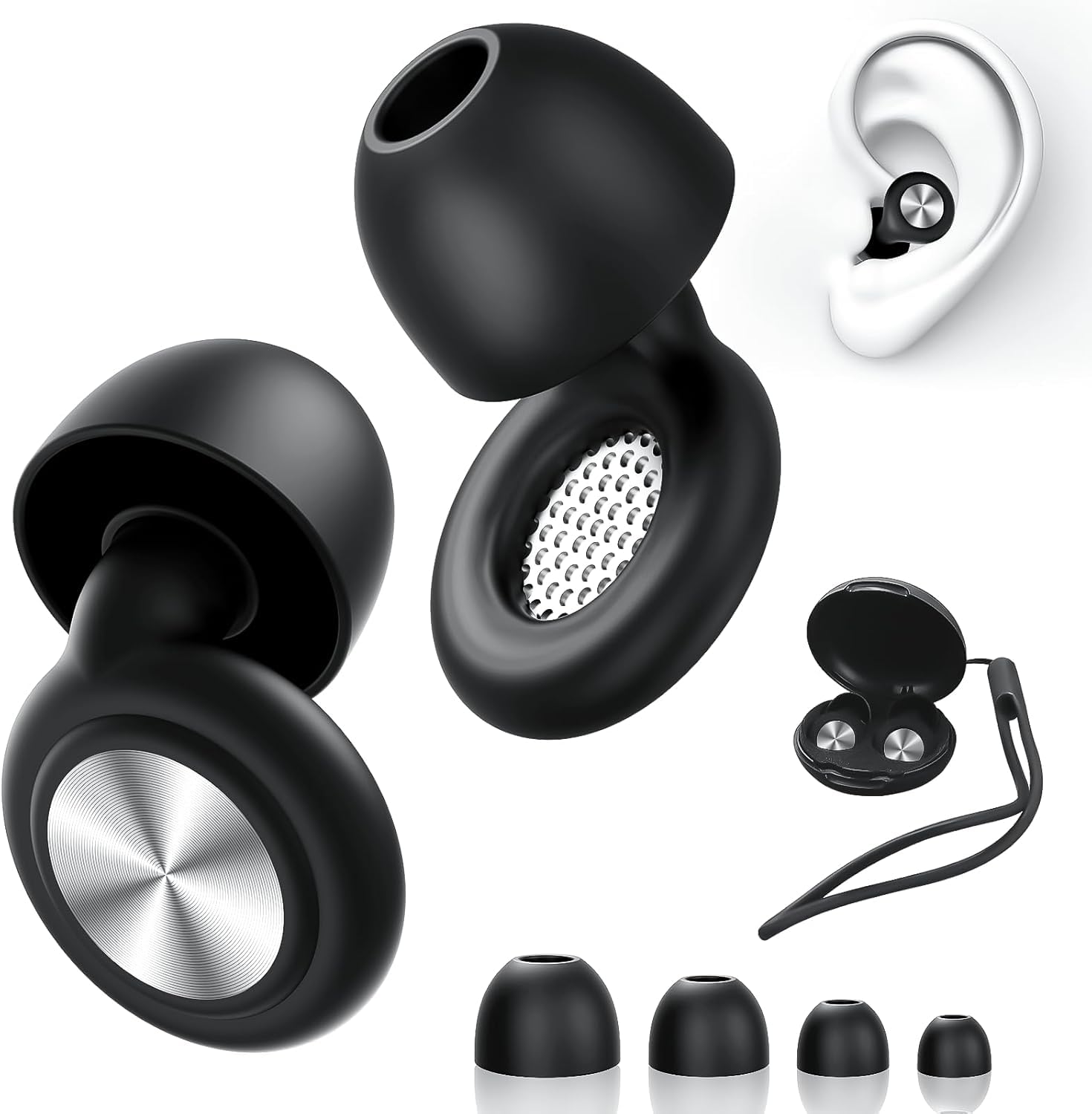 

Tynozs Noise Cancelling Earplugs for 55dB Sound and Prevent Perfect for Live and with Storage Hearing Silicone and Reusable Sleep, Reduction, Sleep, чёрный