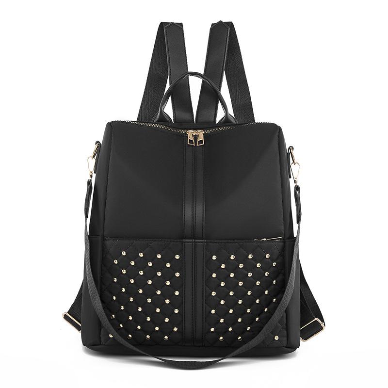 

Жіночий рюкзак великої місткості з діамантами Багатофункціональна тканинна оксфордська сумка через плече чорний