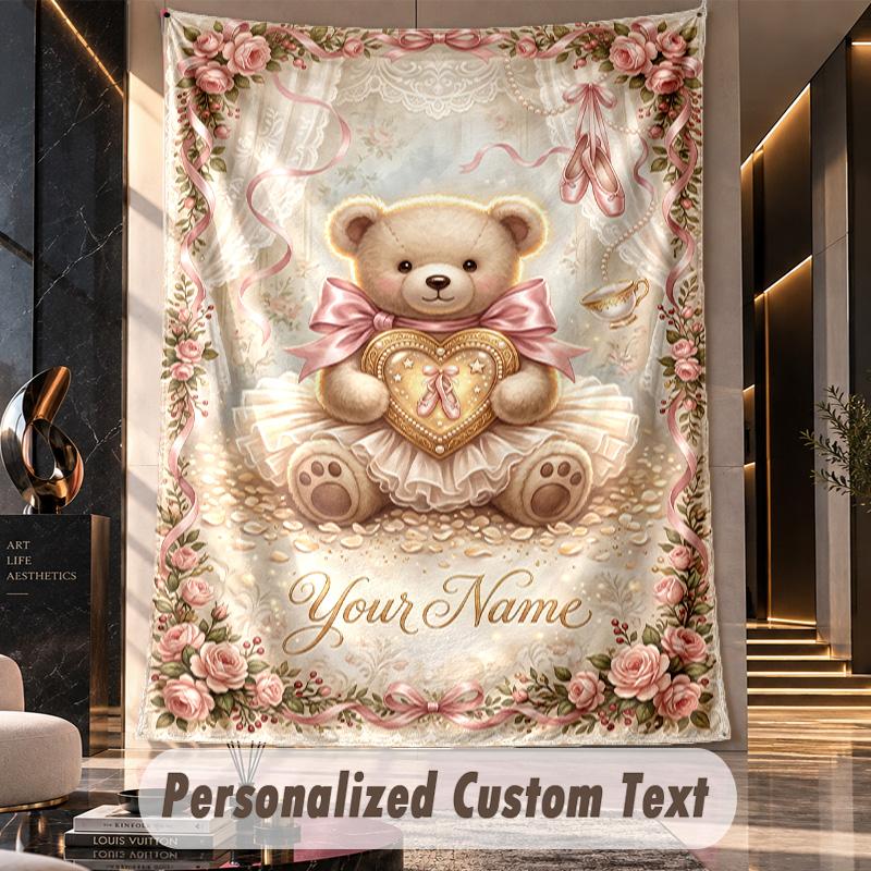 Teddy Bear (19) Theme Custom Tapestry Personalized Custom Name Text Wall Hanging Tapestry Home Decor Background Cloth