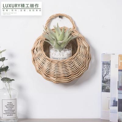 Rattan Flower Basket Willow Wall Hanging Flower Pot Creative Hand Woven Hanging Flower Basket Storage Basket Succulent Wall Hanging Flower Pot
