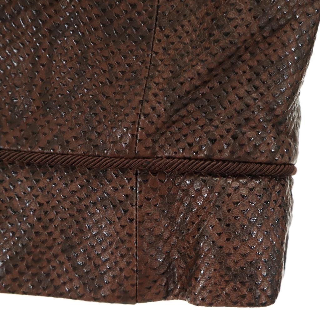 Giorgio Armani Python Pattern Genuine Leather Leather Jacket 38 Brown Women Used