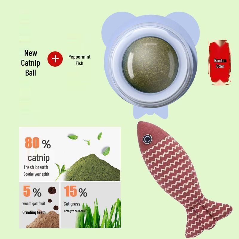 Catnip Wall Ball: Self-Entertainment Toy for Cats, Molar Teaser, Ready-to-Eat, Relieves Boredom