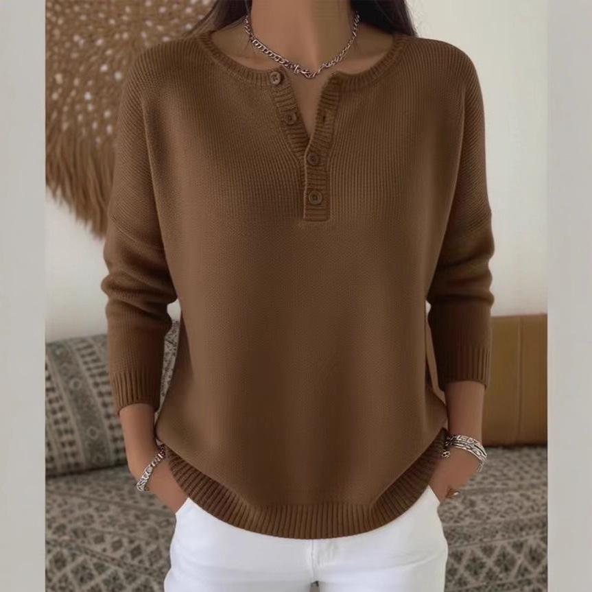 2025 V-neck Button Cardigan: European & American Casual Loose Knit Sweater, Autumn/Winter Fashion for Women.