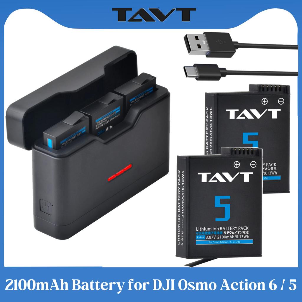 2100mAh Battery+Fast 3-Slots Charging Case Compatible with DJI Osmo Action 6 Action 5 Camera Battery For DJI Osmo Action 5Pro 4