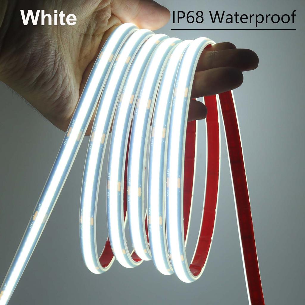 12V 24V IP68 COB LED Strip Black PCB 1m-20m 320LEDs/m COB Light High Density RA90 Cool Nature Warm White Waterproof Outdoor Lamp