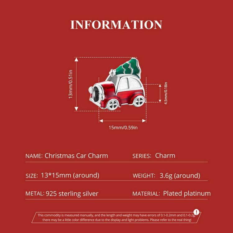 WOSTU 925 Silver Christmas Tree Car Beads Elk Snowflake Charm Snowman Puppy Cat Pendant Fit DIY Bracelet Necklace Cute Xmas Gift