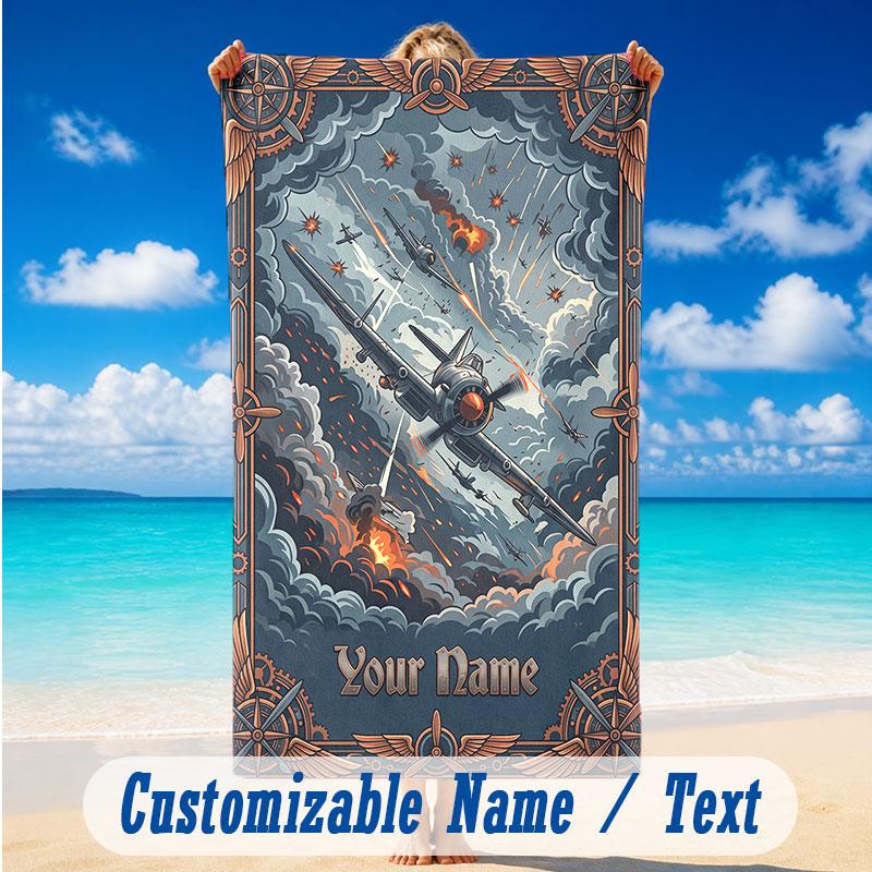 Decorative Artwork Theme Beach Towel Personalized Custom Name & Text Soft Quick Dry Beach Towel for Swimming Travel